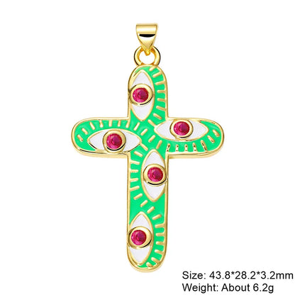 Exaggerated Simple Style Cross Copper Plating Inlay Pearl Zircon Gold Plated Charms