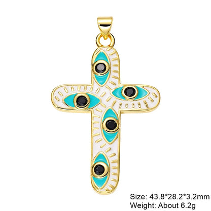 Exaggerated Simple Style Cross Copper Plating Inlay Pearl Zircon Gold Plated Charms