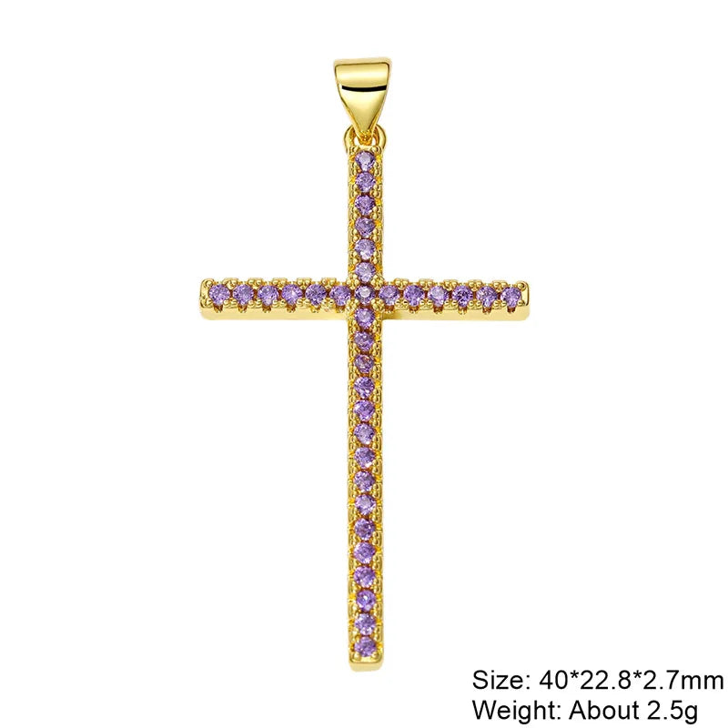 Exaggerated Simple Style Cross Copper Plating Inlay Pearl Zircon Gold Plated Charms