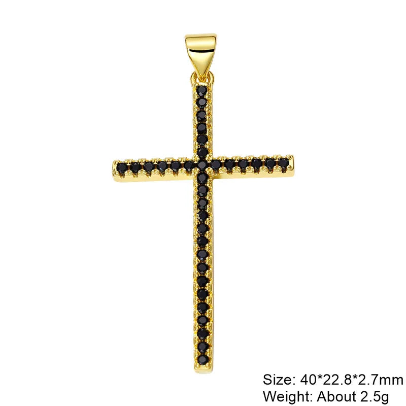 Exaggerated Simple Style Cross Copper Plating Inlay Pearl Zircon Gold Plated Charms