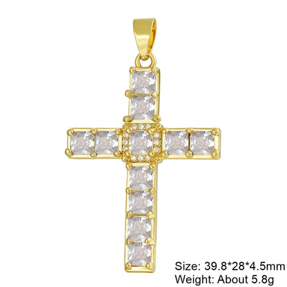 Exaggerated Simple Style Cross Copper Plating Inlay Pearl Zircon Gold Plated Charms