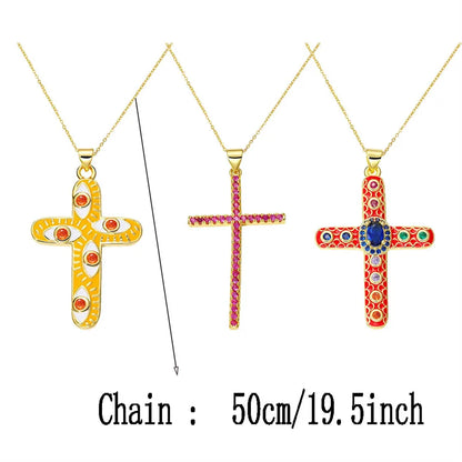 Exaggerated Simple Style Cross Copper Plating Inlay Pearl Zircon Gold Plated Charms