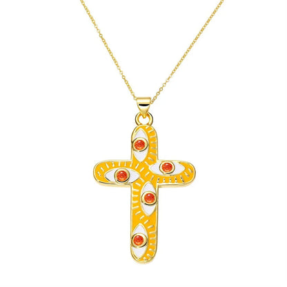 Exaggerated Simple Style Cross Copper Plating Inlay Pearl Zircon Gold Plated Charms