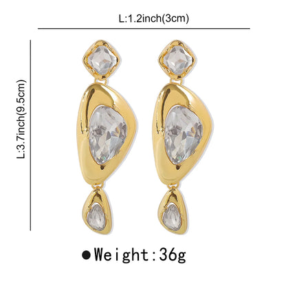 Exaggerated Simple Style Geometric Alloy Inlay Zircon Women's Earrings Necklace