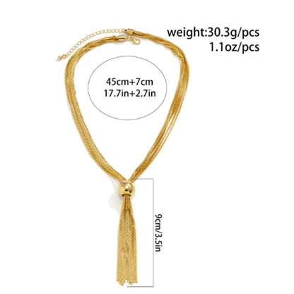 Wholesale Jewelry Exaggerated Simple Style Geometric Iron Tassel Plating Necklace