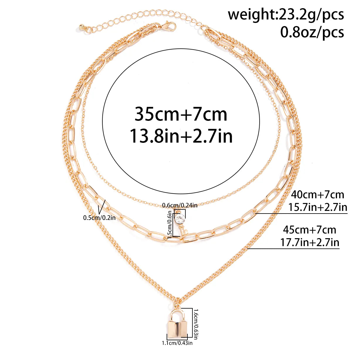 Exaggerated Simple Style Key Lock Alloy Iron Women's Three Layer Necklace