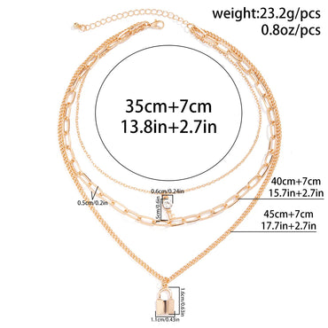 Exaggerated Simple Style Key Lock Alloy Iron Women's Three Layer Necklace