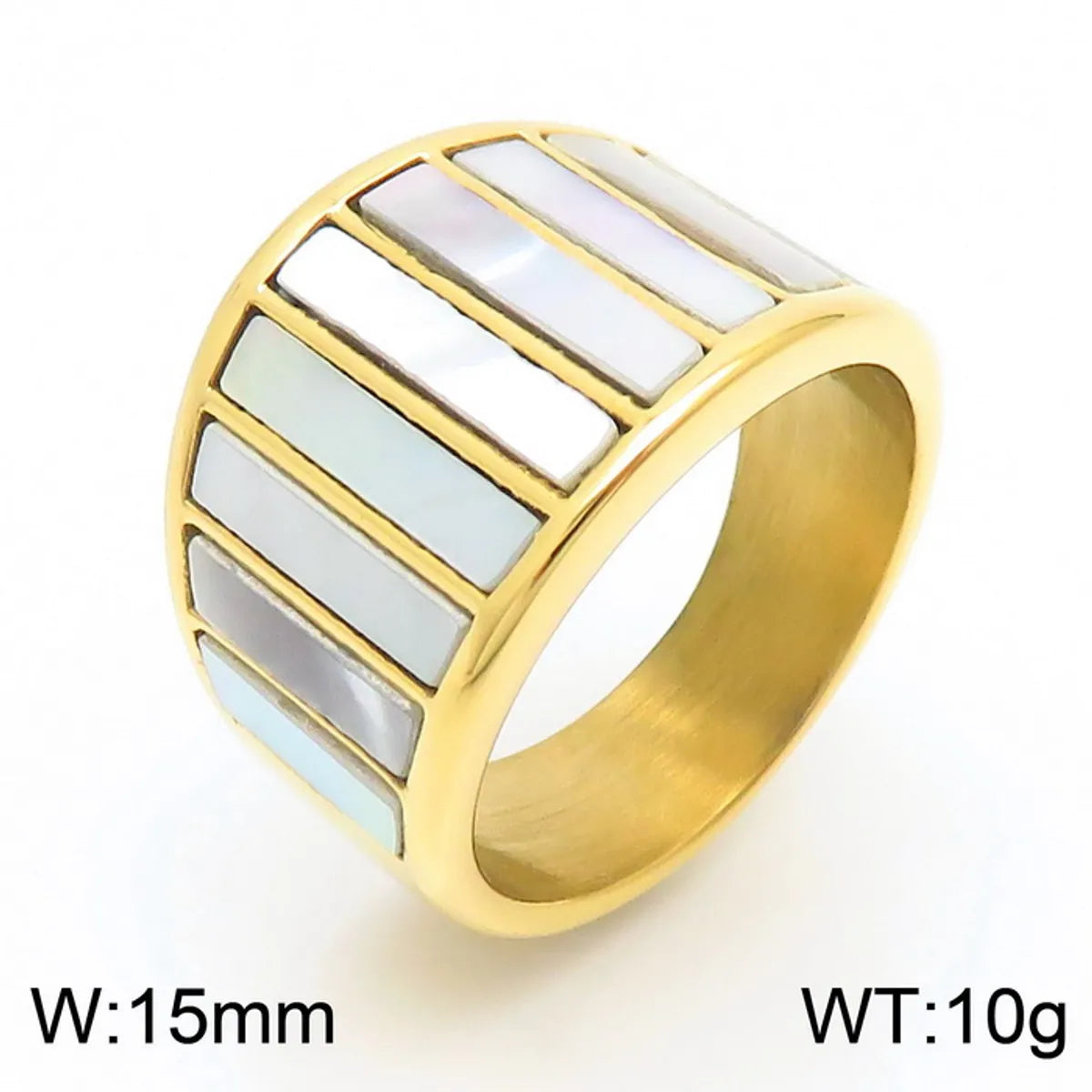 Exaggerated Simple Style Rectangle Titanium Steel Shell Wide Band Ring In Bulk