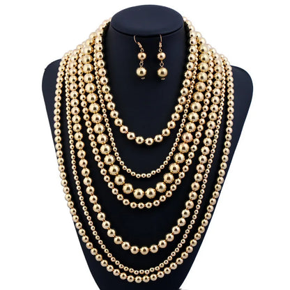 Exaggerated Simple Style Round CCB Beaded Unisex Jewelry Set