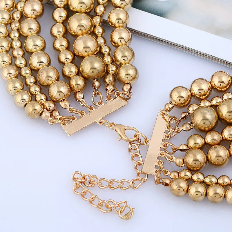 Exaggerated Simple Style Round CCB Beaded Unisex Jewelry Set