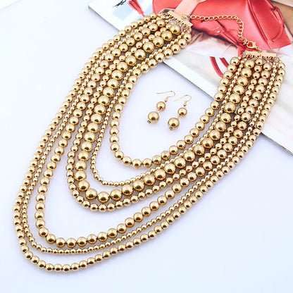 Exaggerated Simple Style Round CCB Beaded Unisex Jewelry Set