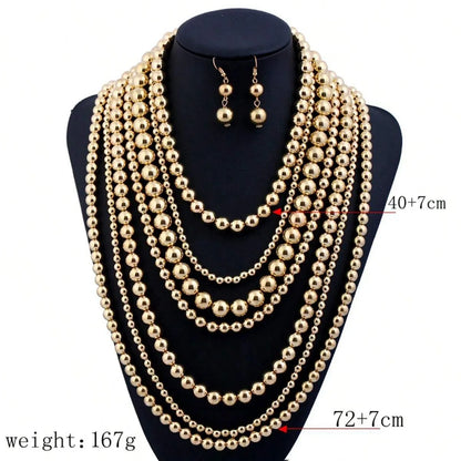 Exaggerated Simple Style Round CCB Beaded Unisex Jewelry Set