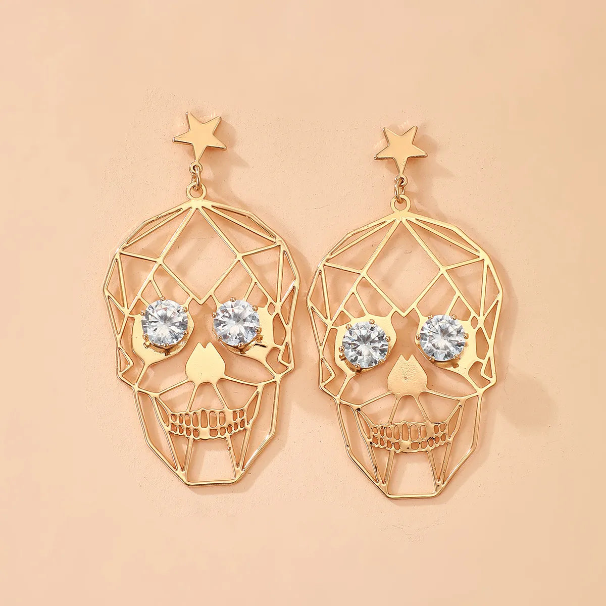 Exaggerated Skull Alloy Plating Artificial Diamond Unisex Earrings 1 Pair