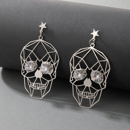 Exaggerated Skull Alloy Plating Artificial Diamond Unisex Earrings 1 Pair