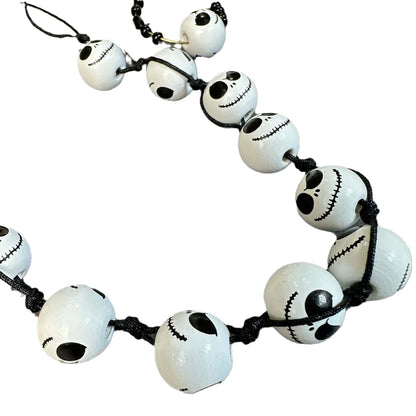 Exaggerated Skull Wood Beaded Halloween Unisex Bracelets Earrings Necklace