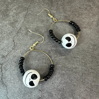 Exaggerated Skull Wood Beaded Halloween Unisex Bracelets Earrings Necklace