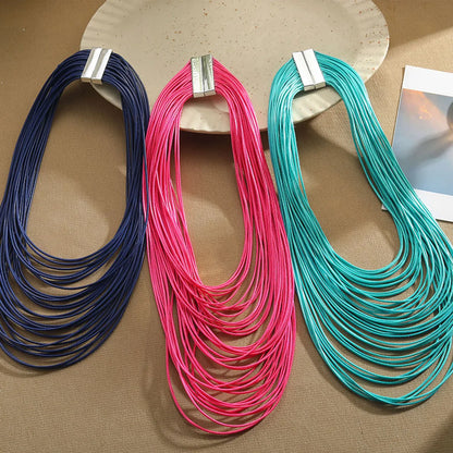 Exaggerated Solid Color Alloy Wax Line Wholesale Necklace