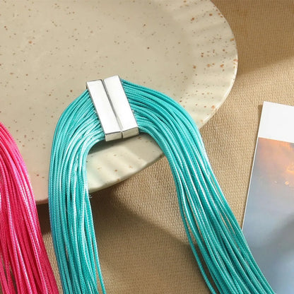 Exaggerated Solid Color Alloy Wax Line Wholesale Necklace