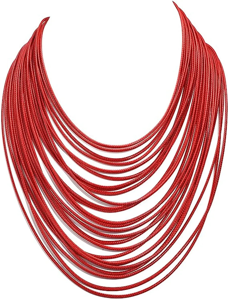 Exaggerated Solid Color Alloy Wax Line Wholesale Necklace