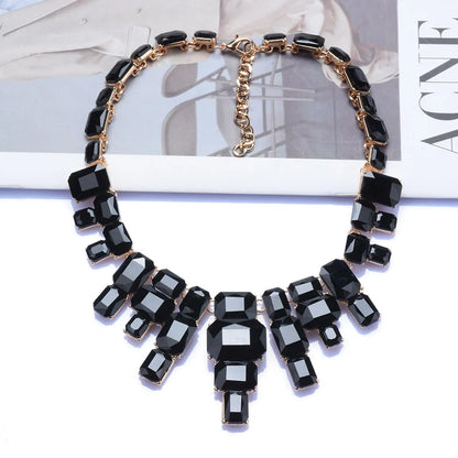 Exaggerated Square Alloy Inlay Glass Women'S Necklace