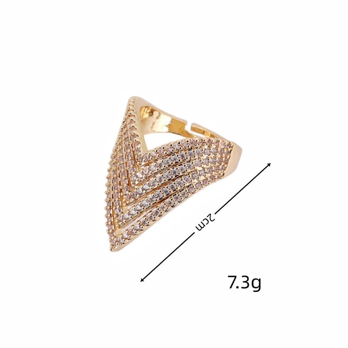 Exaggerated Streetwear Geometric Copper Zircon Open Rings In Bulk