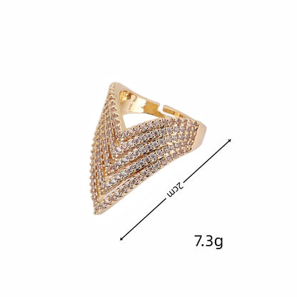 Exaggerated Streetwear Geometric Copper Zircon Open Rings In Bulk