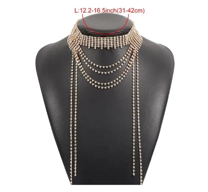 Exaggerated Tassel Rhinestone Women'S Necklace