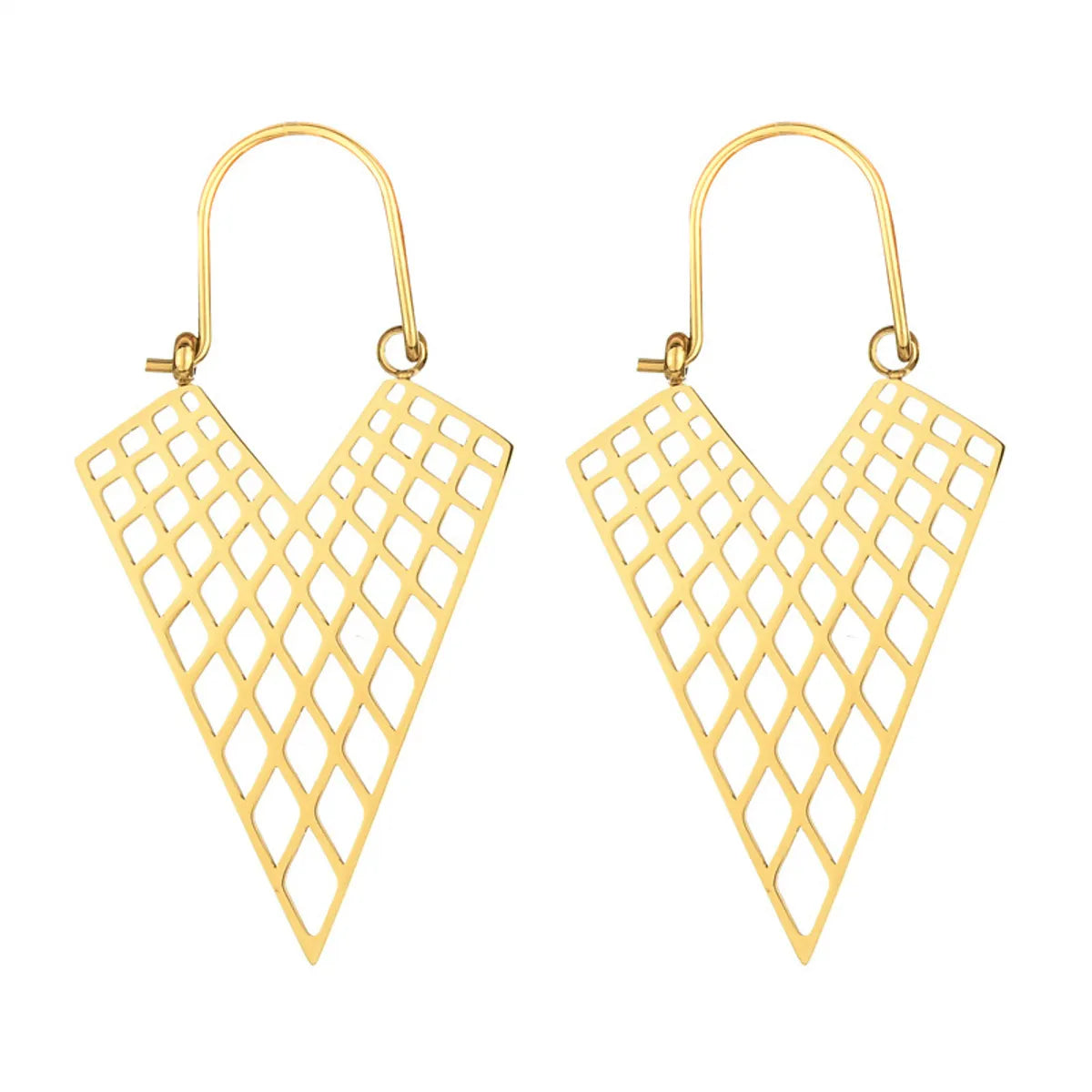 Exaggerated Triangle Plating Hollow Out Titanium Steel Earrings