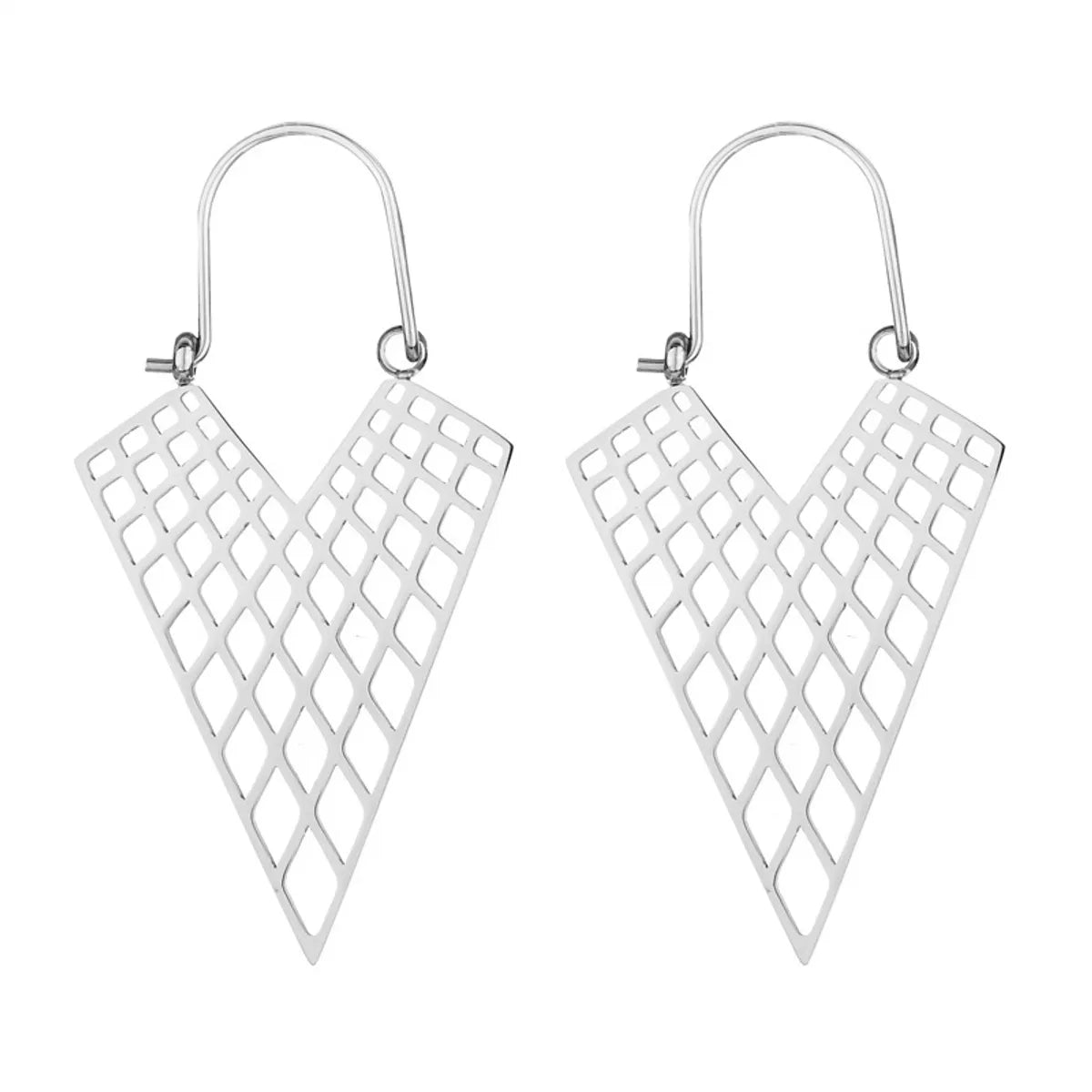 Exaggerated Triangle Plating Hollow Out Titanium Steel Earrings