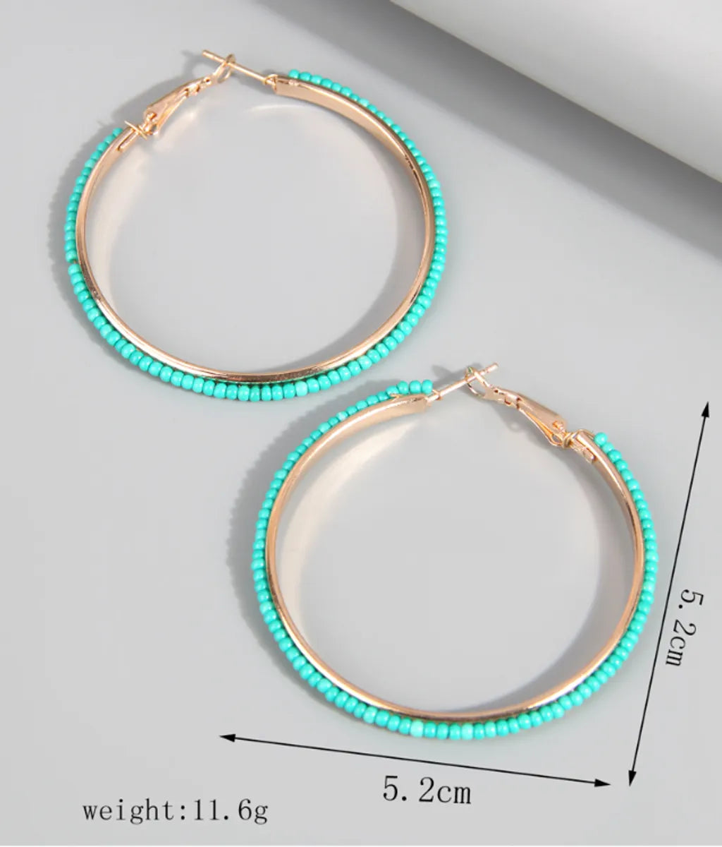 Exaggerated Vacation Round Seed Bead Ferroalloy Women'S Hoop Earrings