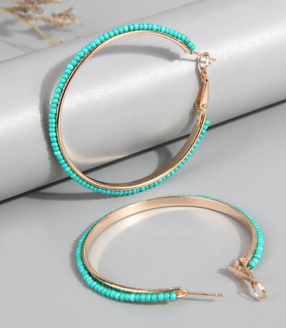 Exaggerated Vacation Round Seed Bead Ferroalloy Women'S Hoop Earrings