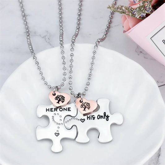 Exclusive For Cross-border Fashion Hot All-match Puzzle Titanium Steel Necklace Simple Couple Model Necklace Customizable Factory Direct Sales