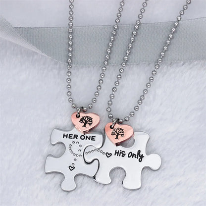 Exclusive For Cross-border Fashion Hot All-match Puzzle Titanium Steel Necklace Simple Couple Model Necklace Customizable Factory Direct Sales