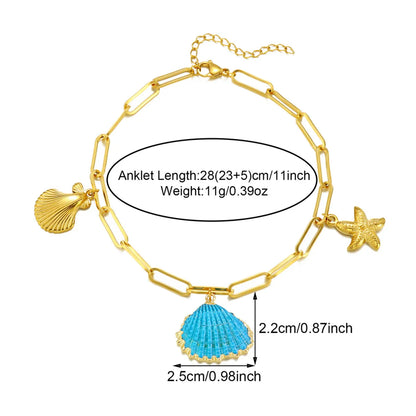 Wholesale Jewelry Simple Style Starfish Shell 304 Stainless Steel Anklet