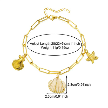 Wholesale Jewelry Simple Style Starfish Shell 304 Stainless Steel Anklet