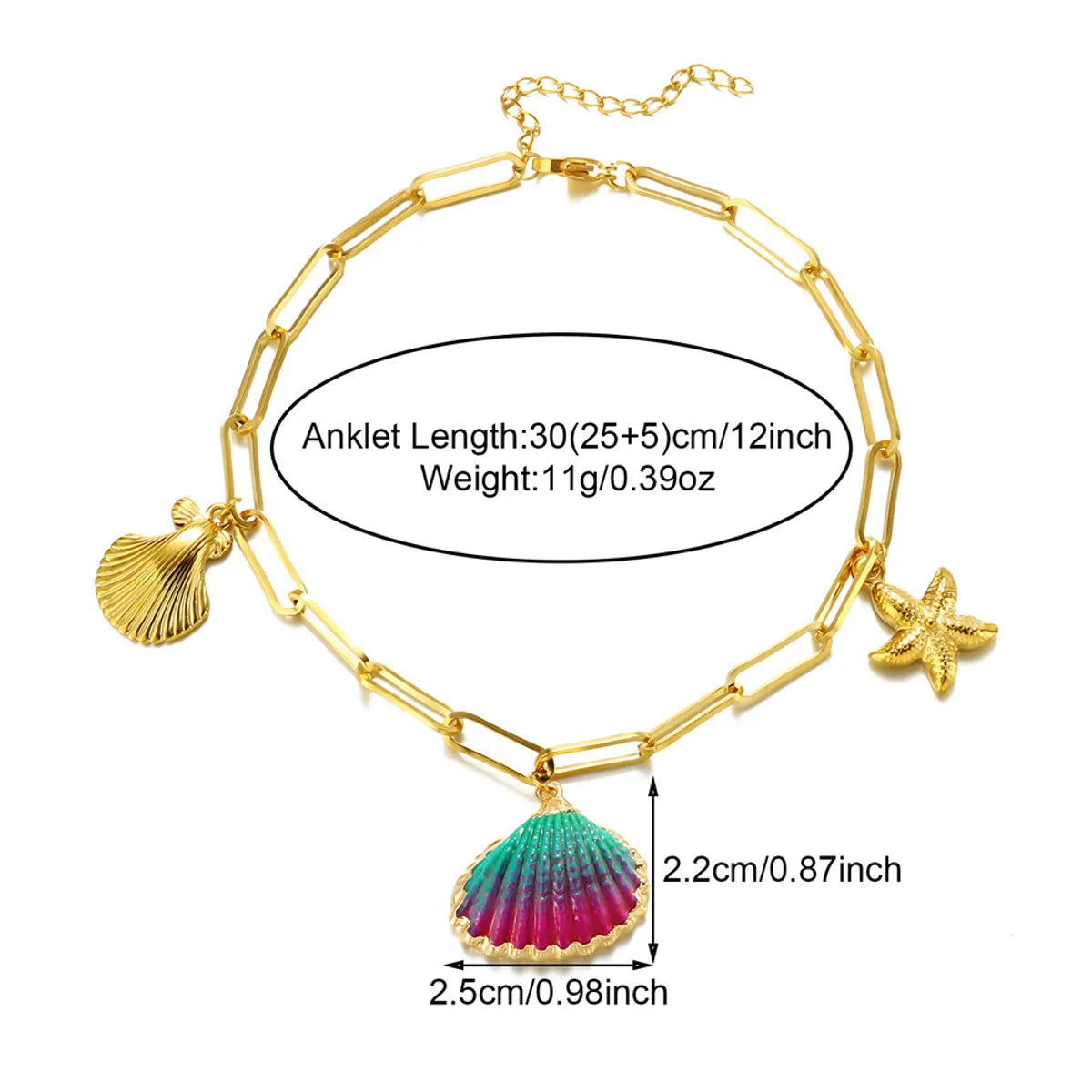 Wholesale Jewelry Simple Style Starfish Shell 304 Stainless Steel Anklet