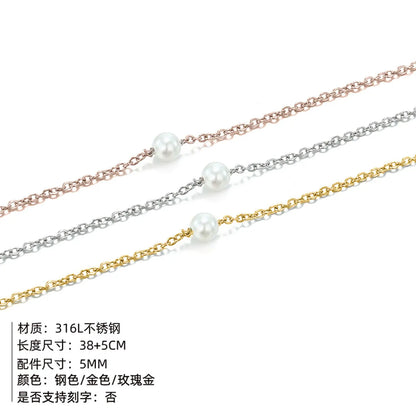 Explosion Accessories Simple Pearl Pendant Stainless Steel Gold-plated Necklace Clavicle Chain Distribution Wholesale Gooddiy