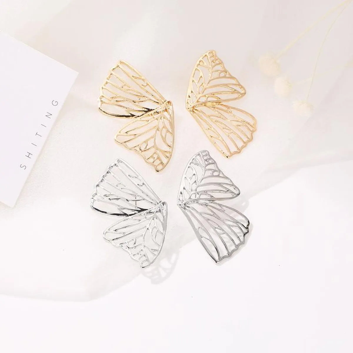 Fashion Butterfly Plating Metal No Inlaid Earrings Ear Studs