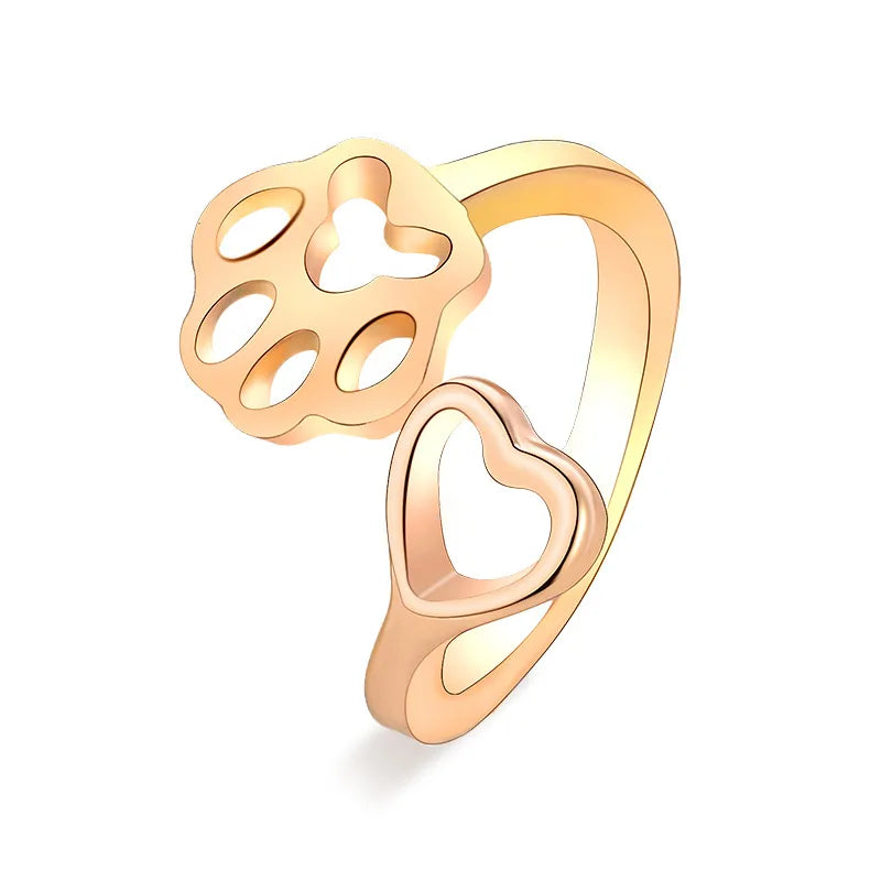 Explosion Models Ring Simple Dog Claw Ring Creative Hollow Out Love Dog Claw Opening Ring Tail Ring Wholesale