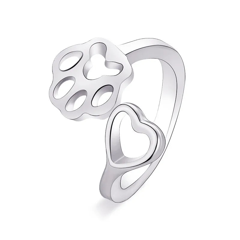 Explosion Models Ring Simple Dog Claw Ring Creative Hollow Out Love Dog Claw Opening Ring Tail Ring Wholesale