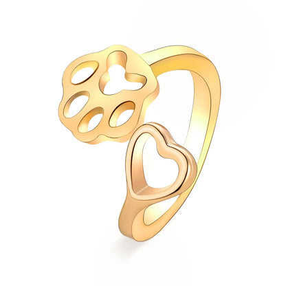 Explosion Models Ring Simple Dog Claw Ring Creative Hollow Out Love Dog Claw Opening Ring Tail Ring Wholesale