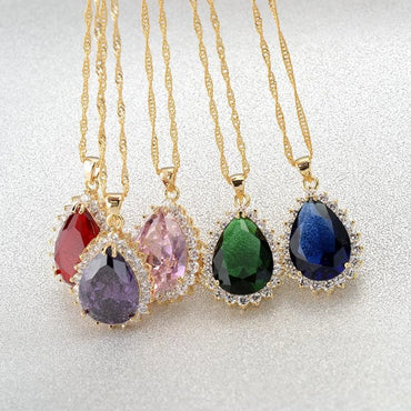 Explosion Style Fashion Item Simple Inlaid Aaa Zircon Drop Necklace