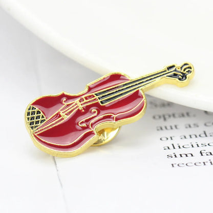 Exquisite Dripping Oil Violin Pins Brooches Musical Instrument Corsages