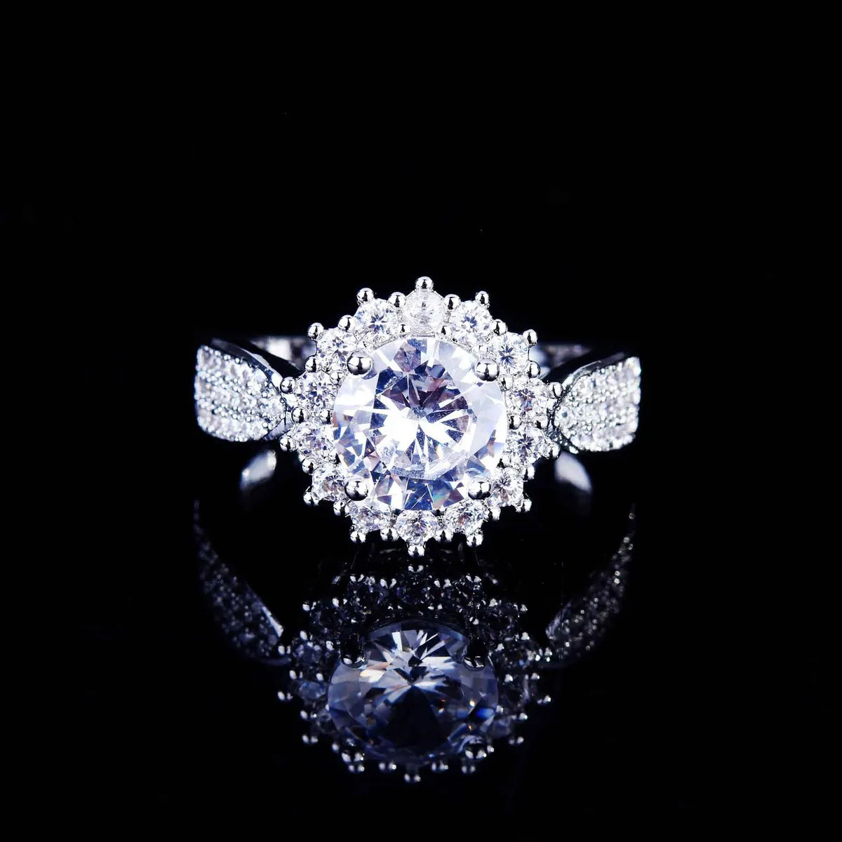 Exquisite Gypsophila Micro-inlaid Zircon Ring Fashion Wedding Ring Accessories