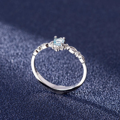 Exquisite Small Topaz European And American Fashion Zircon Blue Topaz Ring Jewelry