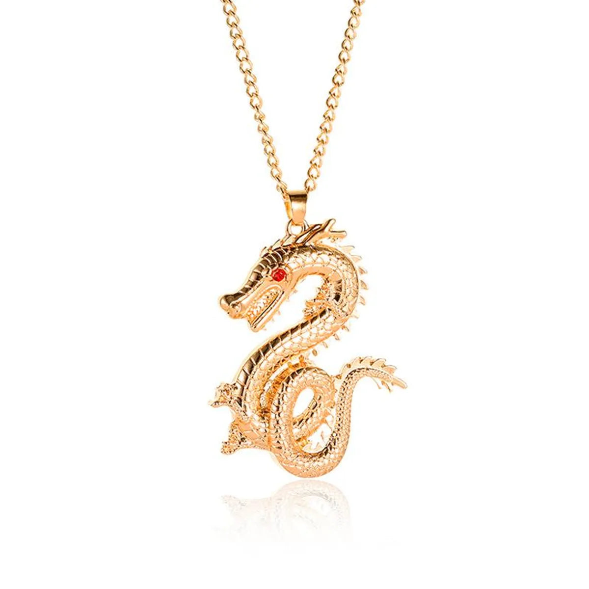 Exquisite Vintage Zodiac Dragon Flash Diamond Necklace Nhdp149305