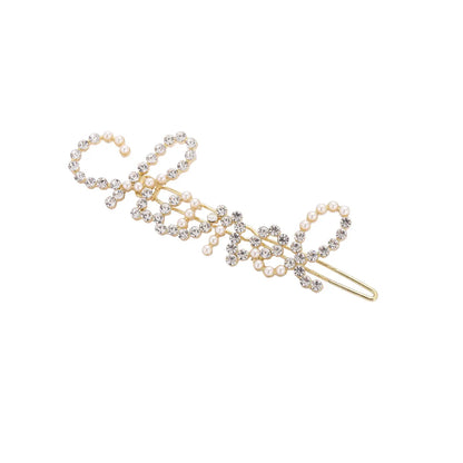 F1726 Cen Fan Hair Accessories Online Celebrity  Xiaoxiang Letter Pearl Rhinestone Frog Clip Bangs Buckle Clip  Hairpin