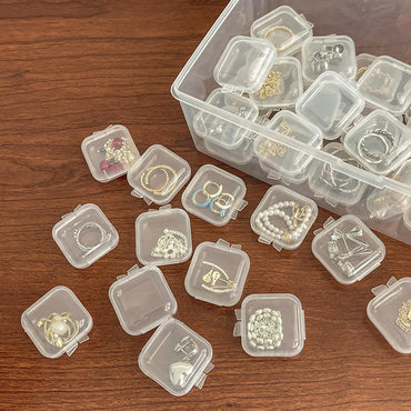 Factory Direct Plastic Transparent Small Square Box Jewelry Box Earplugs Small Box Jewelry Mini Storage Box Can Be Fixed LOGO