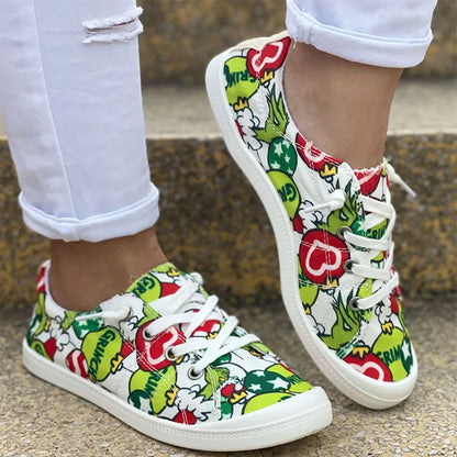 Factory Spot New Exports To The United States Christmas Grinch Cartoon Large Size Cloth Shoes A Generation Of Women'S Cloth Shoes