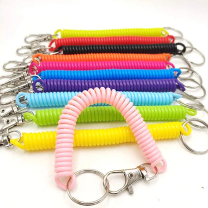 Factory Wholesale Keychain Plastic Spring Rope Color Telephone Line Mobile Phone Lanyard Spring Retractable Safety Anti-Lost Rope